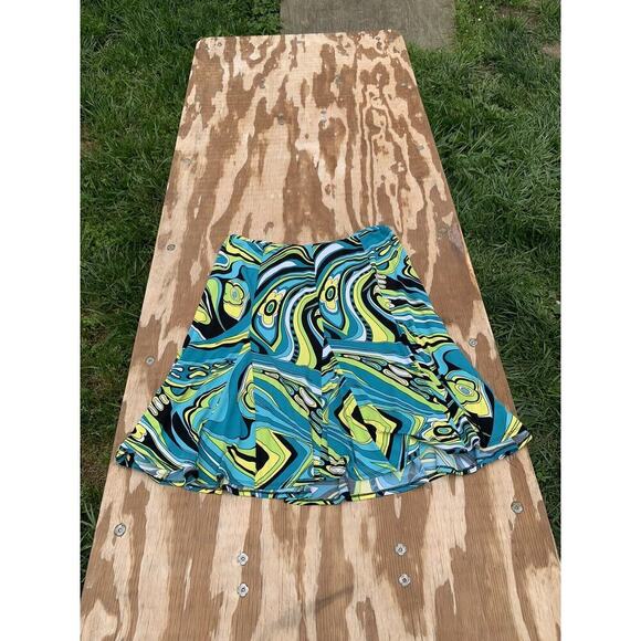 S.L.B abstract women's skirt XL Retro Blue Green‎ Swirl Summer - Picture 5 of 7